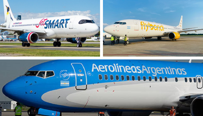 Aerolíneas Argentinas, Flybondi y JetSMART