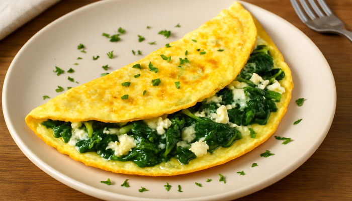 Omelete de Espinafre com Queijo Branco: Nutrição Completa em Minutos para Gestantes